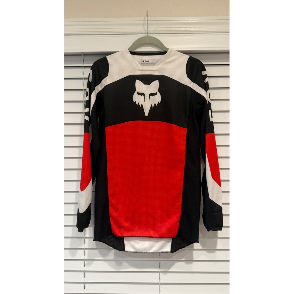Fox Racing Womens Motocross Jersey Red Black White Long Sleeve Mesh Top Size XS